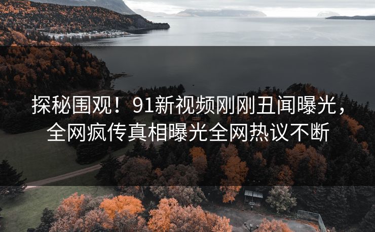 探秘围观！91新视频刚刚丑闻曝光，全网疯传真相曝光全网热议不断