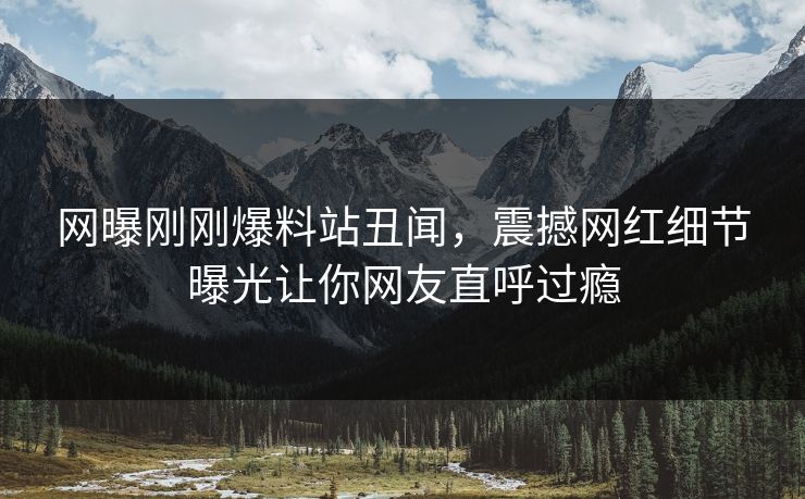 网曝刚刚爆料站丑闻，震撼网红细节曝光让你网友直呼过瘾