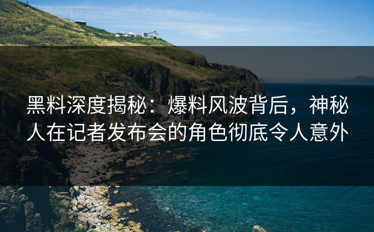 黑料深度揭秘：爆料风波背后，神秘人在记者发布会的角色彻底令人意外  第1张