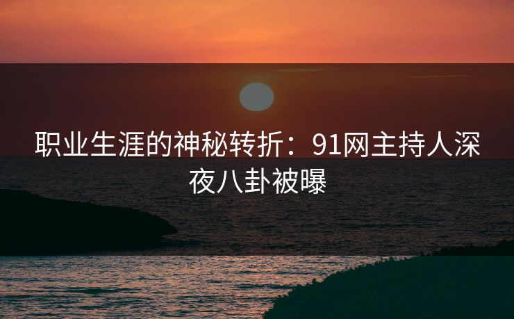 职业生涯的神秘转折：91网主持人深夜八卦被曝