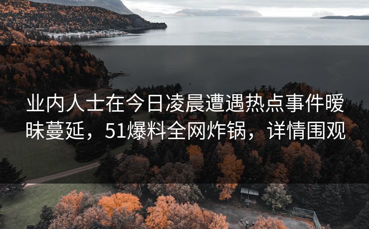 业内人士在今日凌晨遭遇热点事件暧昧蔓延，51爆料全网炸锅，详情围观