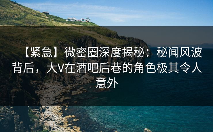 【紧急】微密圈深度揭秘：秘闻风波背后，大V在酒吧后巷的角色极其令人意外