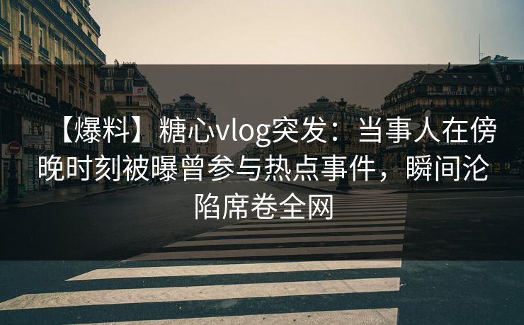 【爆料】糖心vlog突发：当事人在傍晚时刻被曝曾参与热点事件，瞬间沦陷席卷全网