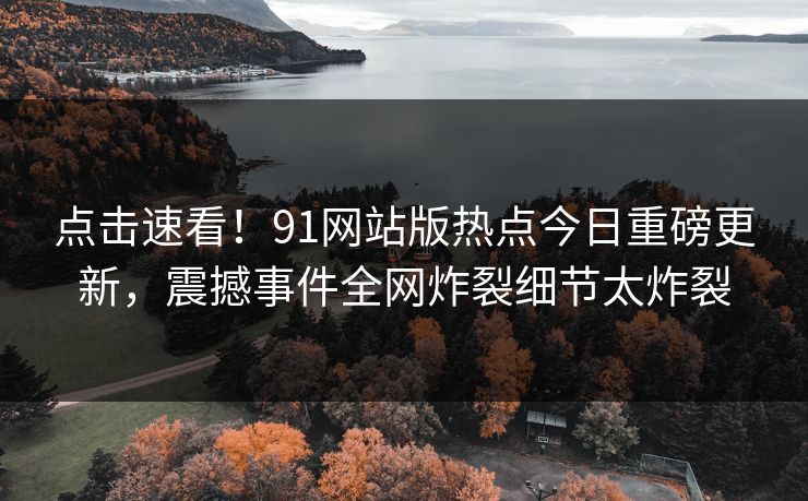 点击速看！91网站版热点今日重磅更新，震撼事件全网炸裂细节太炸裂