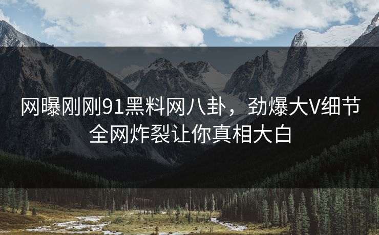 网曝刚刚91黑料网八卦，劲爆大V细节全网炸裂让你真相大白  第1张