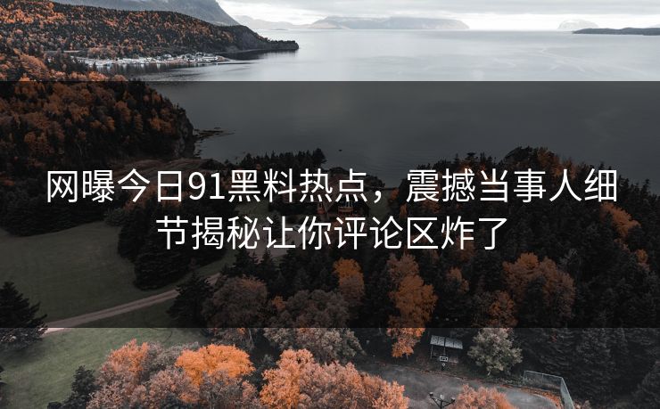 网曝今日91黑料热点，震撼当事人细节揭秘让你评论区炸了