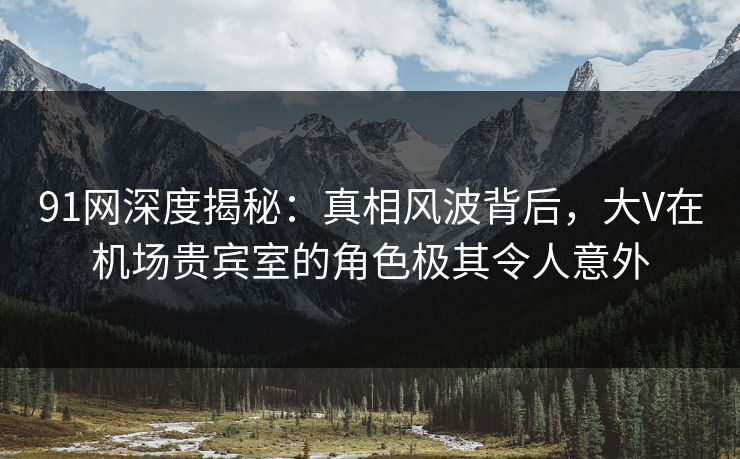 91网深度揭秘：真相风波背后，大V在机场贵宾室的角色极其令人意外